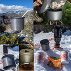 Bulin Camping Cookware Mess Kit, Nonstick Backpacking Cooking Set, Outdoor Cook Gear For Family Hiking, Picnic, Black, 3Pc