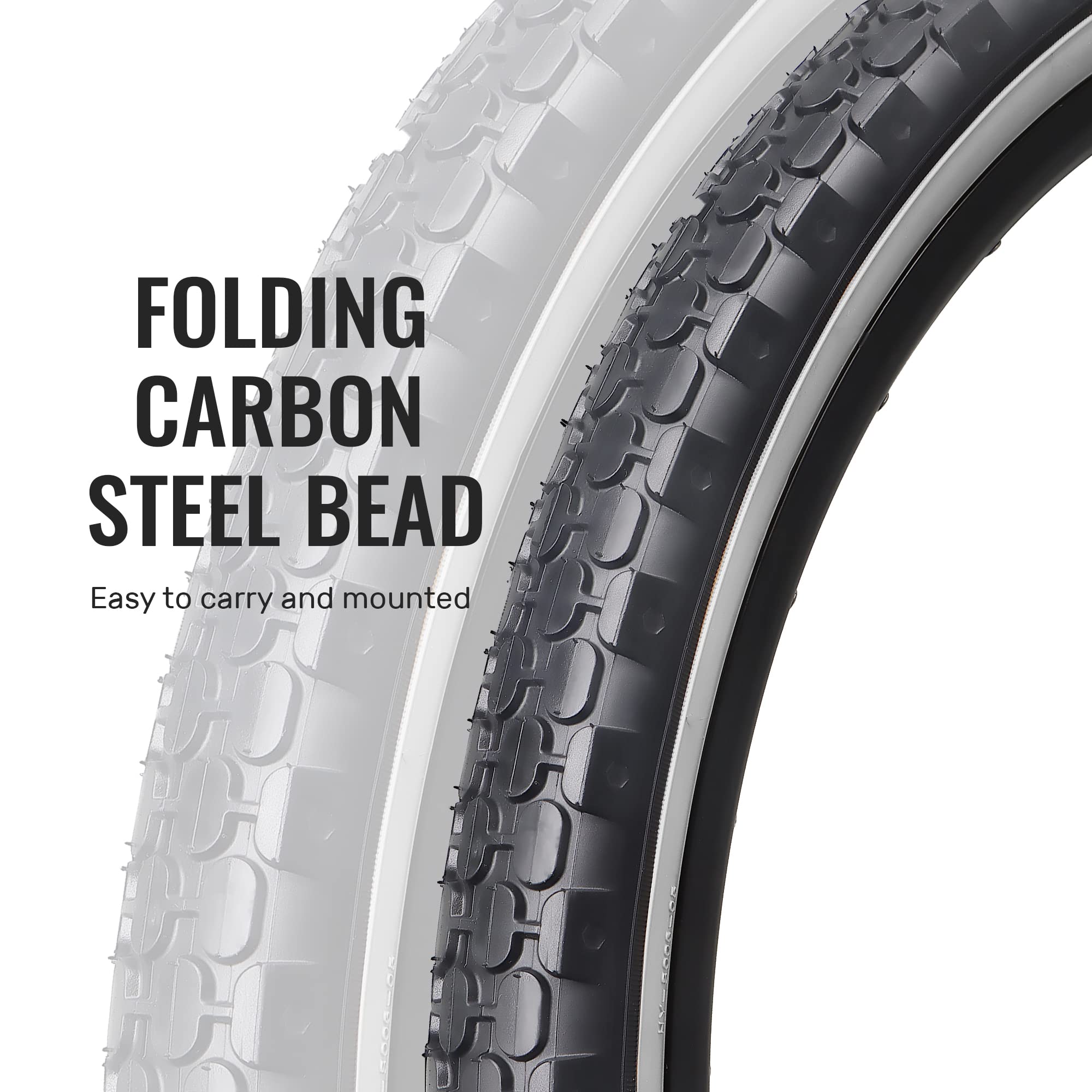 Mohegia Bike Tire,26'' X 2.125'' Folding Beach Cruiser Bicycle Replacement Tires/White Side Wall