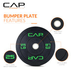 CAP Barbell 370 LB Economy Olympic Bumper Plate Set with Color Logo | Black