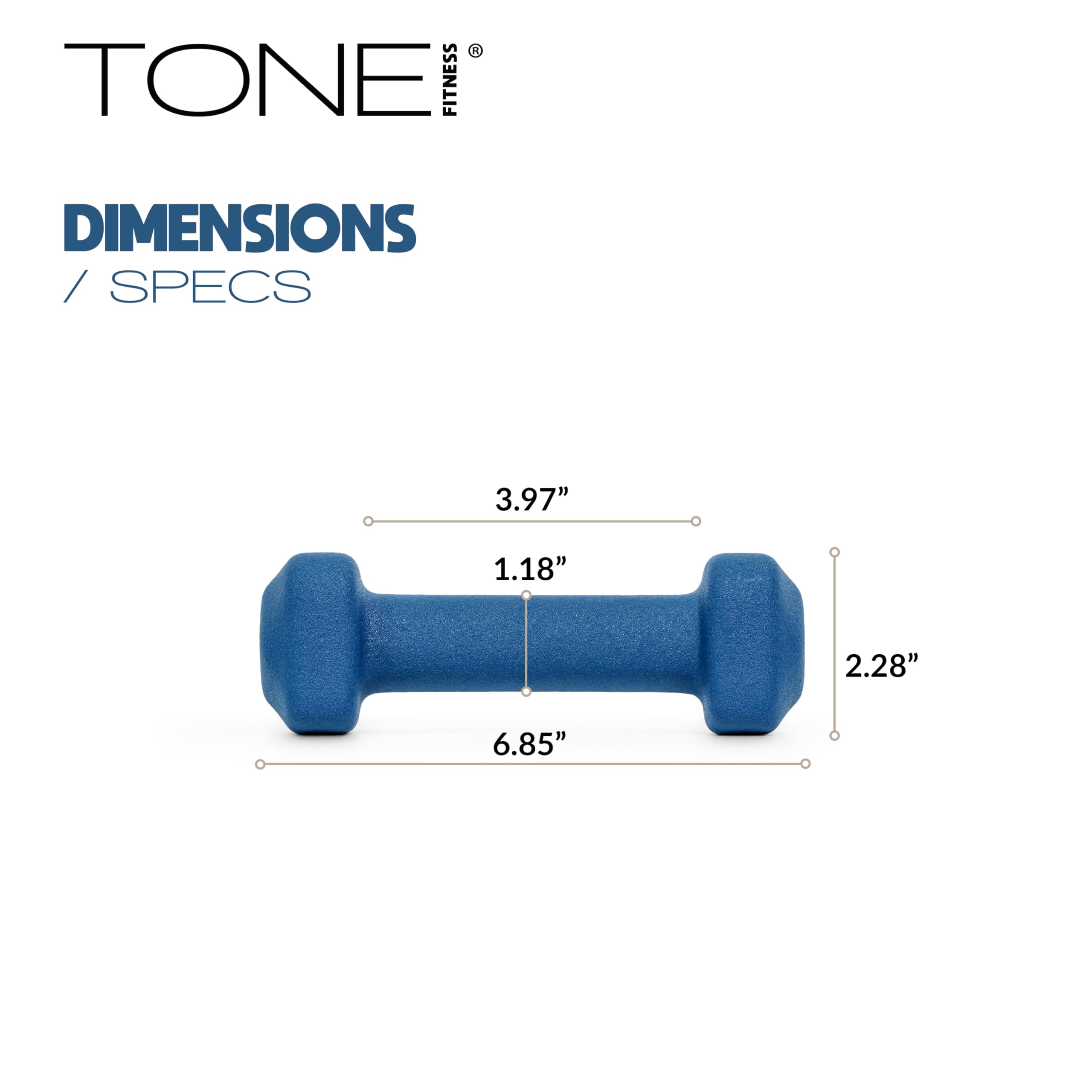 Tone Fitness 3 lb Neoprene Dumbbell Pair for Home Workouts - Non-Slip Design - Green