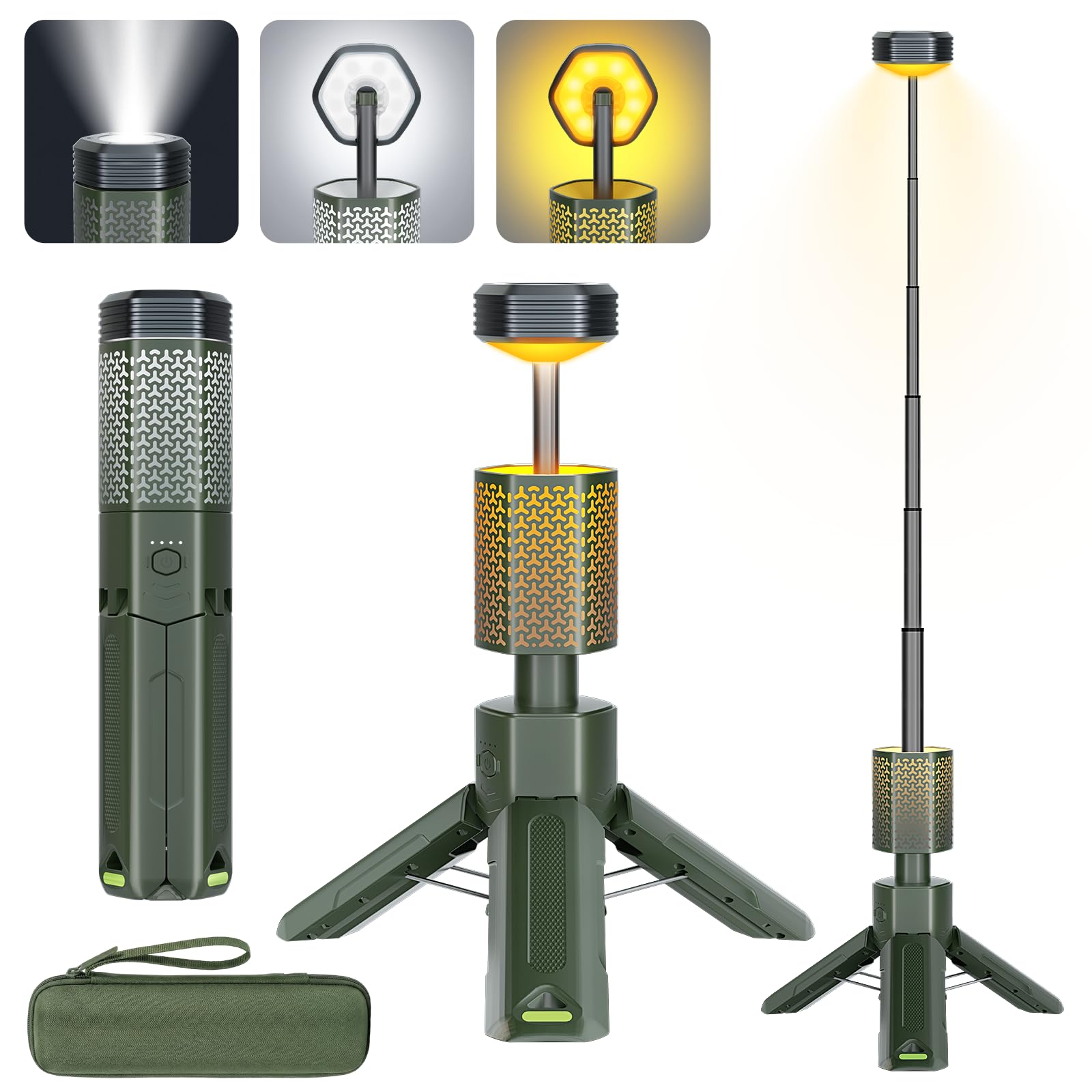 Telescopic Camping Lights, Rechargeable 10500mAh Camping Lantern with Storage Bag, Waterproof LED Camping Lamp with Magnetic, Po