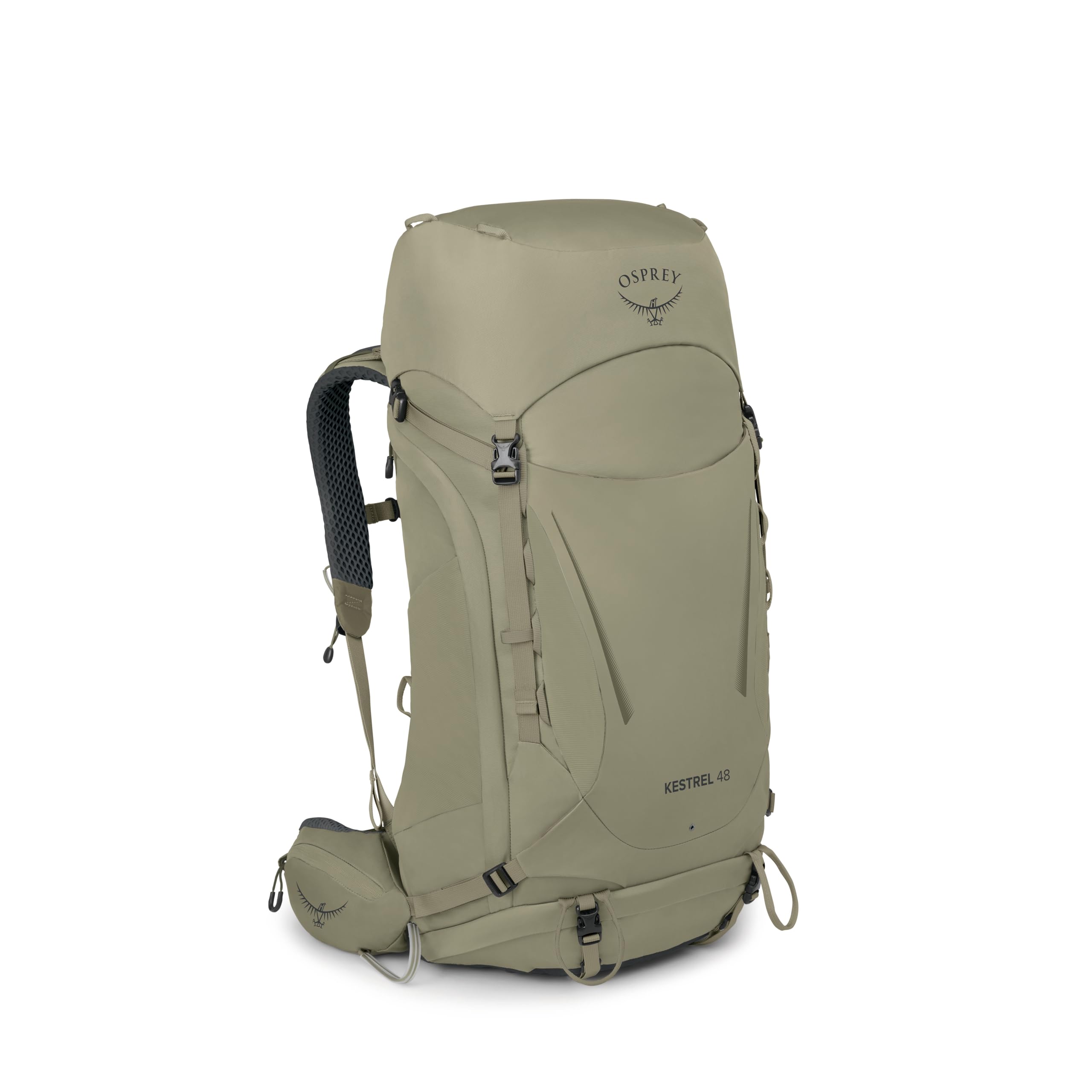 Osprey Kestrel 48L Mens Backpacking Backpack - Hiking & Camping Bag with Waterproof Raincover, Olive Tan, Small/Medium