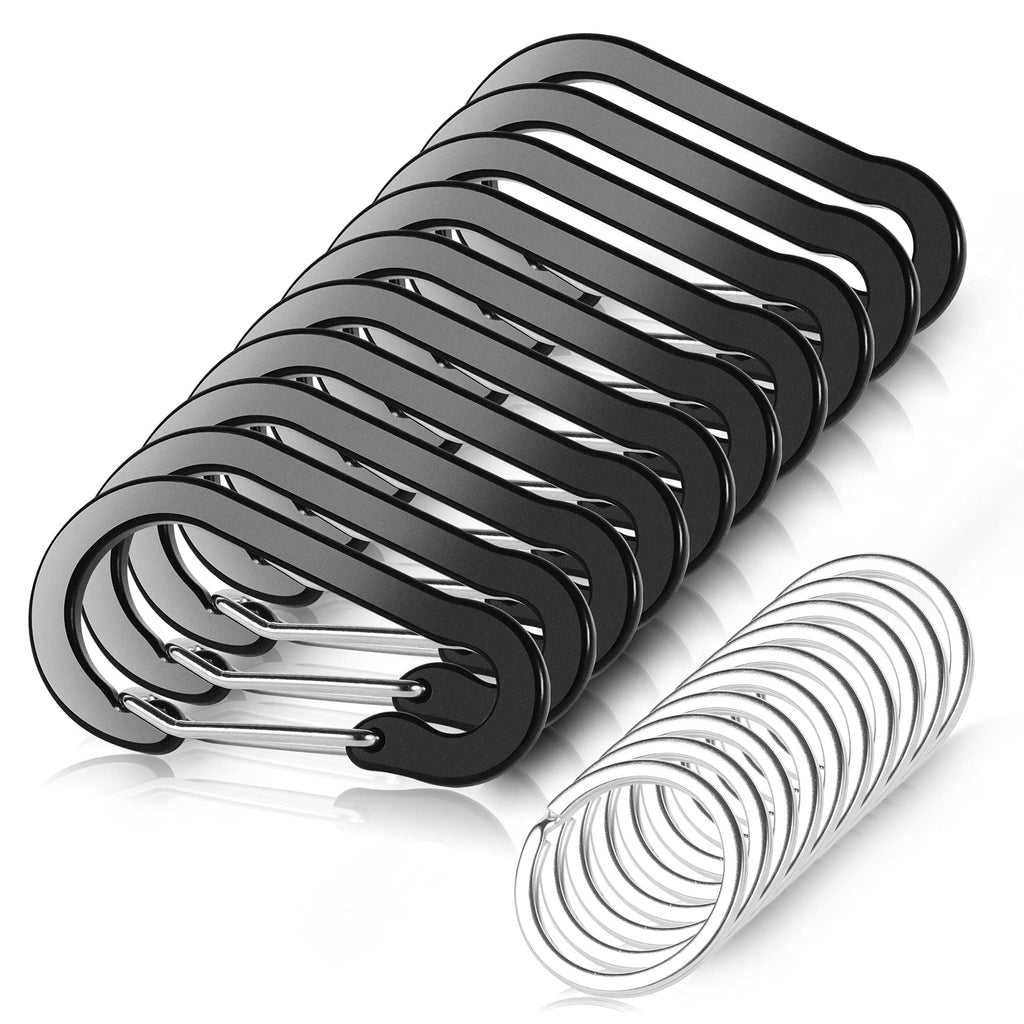 Tytdouter 10 Pcs Mini Carabiner Clips With Key Rings Aluminum D Shape Locking Carabine Keychain For Camping Traveling Hiking Key
