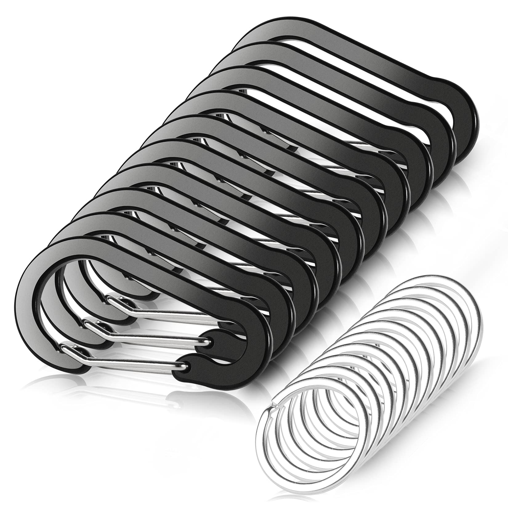 Tytdouter 10 Pcs Mini Carabiner Clips With Key Rings Aluminum D Shape Locking Carabine Keychain For Camping Traveling Hiking Key
