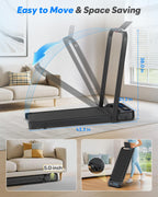 Cardirun Foldable Treadmill with Incline, Compact Walking Pad Treadmill with Safety Handle Bar, 3.0HP Quiet Under Desk Treadmill