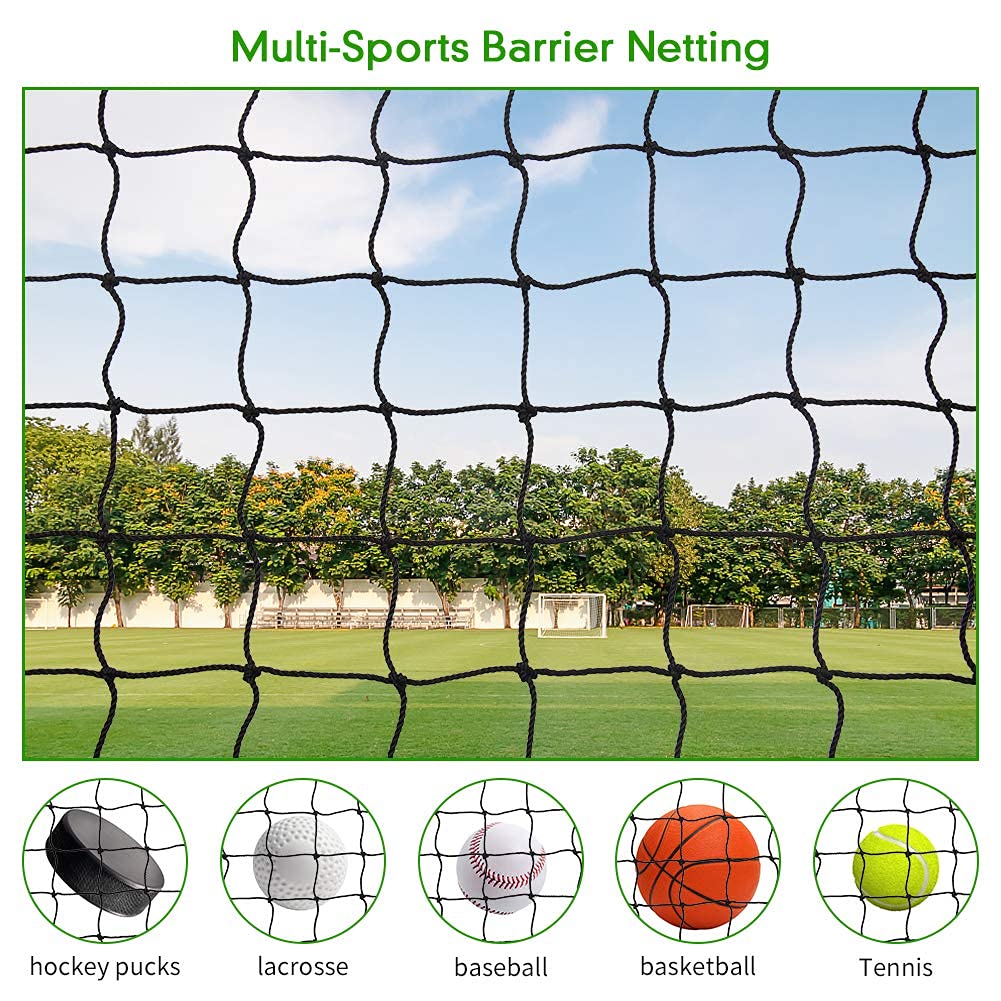 Wiseek 10'X30' Baseball Softball Backstop Nets, Heavy Duty Baseball Netting Ball Stop Netting #18 Nylon Sport Netting Barrier