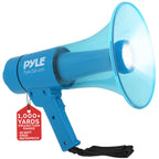 Pyle Compact And Portable Mega Phone Speaker - 40W Waterproof Bullhorn With Alarm Siren, Adjustable Volume, Led Flashlight, And