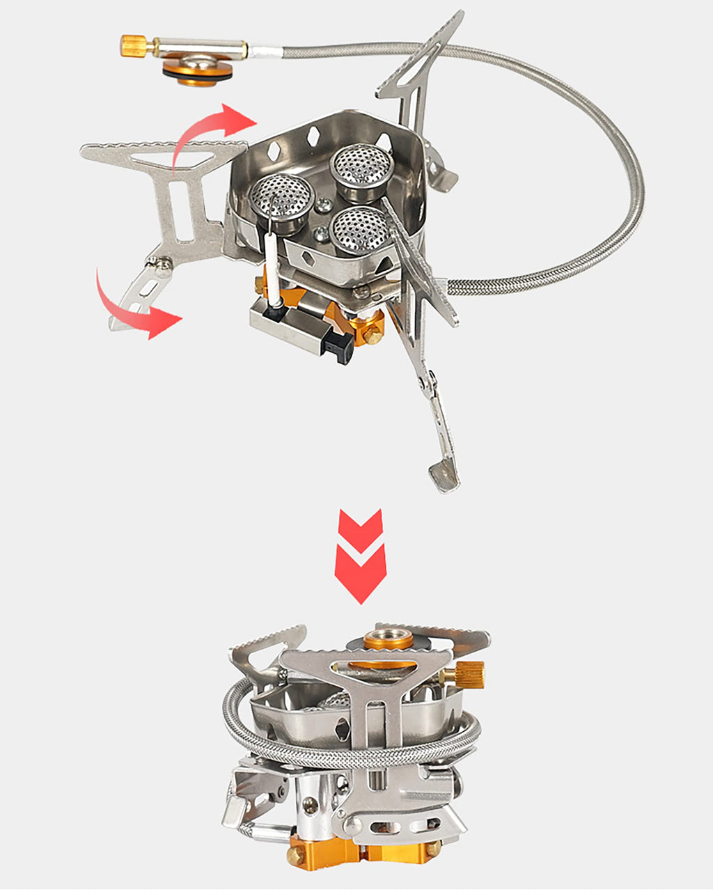 Dzrzvd Windproof Portable Backpacking Stove Burner,Piezo Ignition,Stove Adapter,Safe Pipeline,High-Power,Lightweight,Propane But