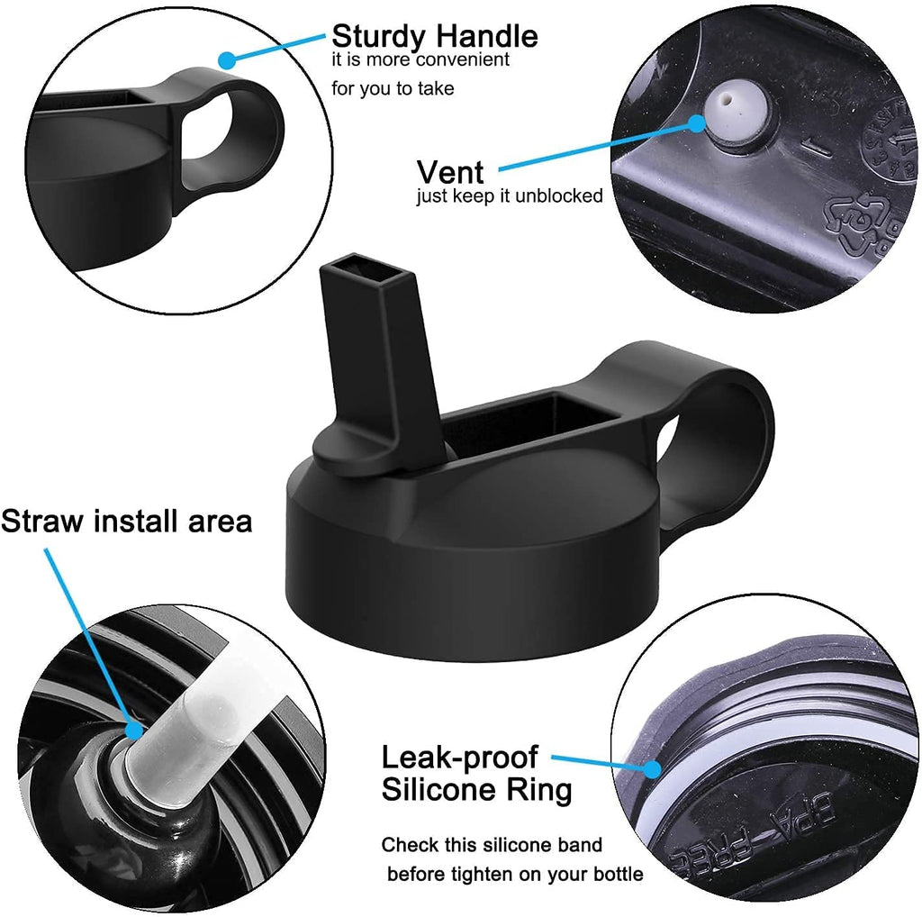 The Mass Wide Mouth Straw Lid Compatibility Most Sports Water Bottle (Black & White)