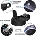 The Mass Wide Mouth Straw Lid Compatibility Most Sports Water Bottle (Black & White)