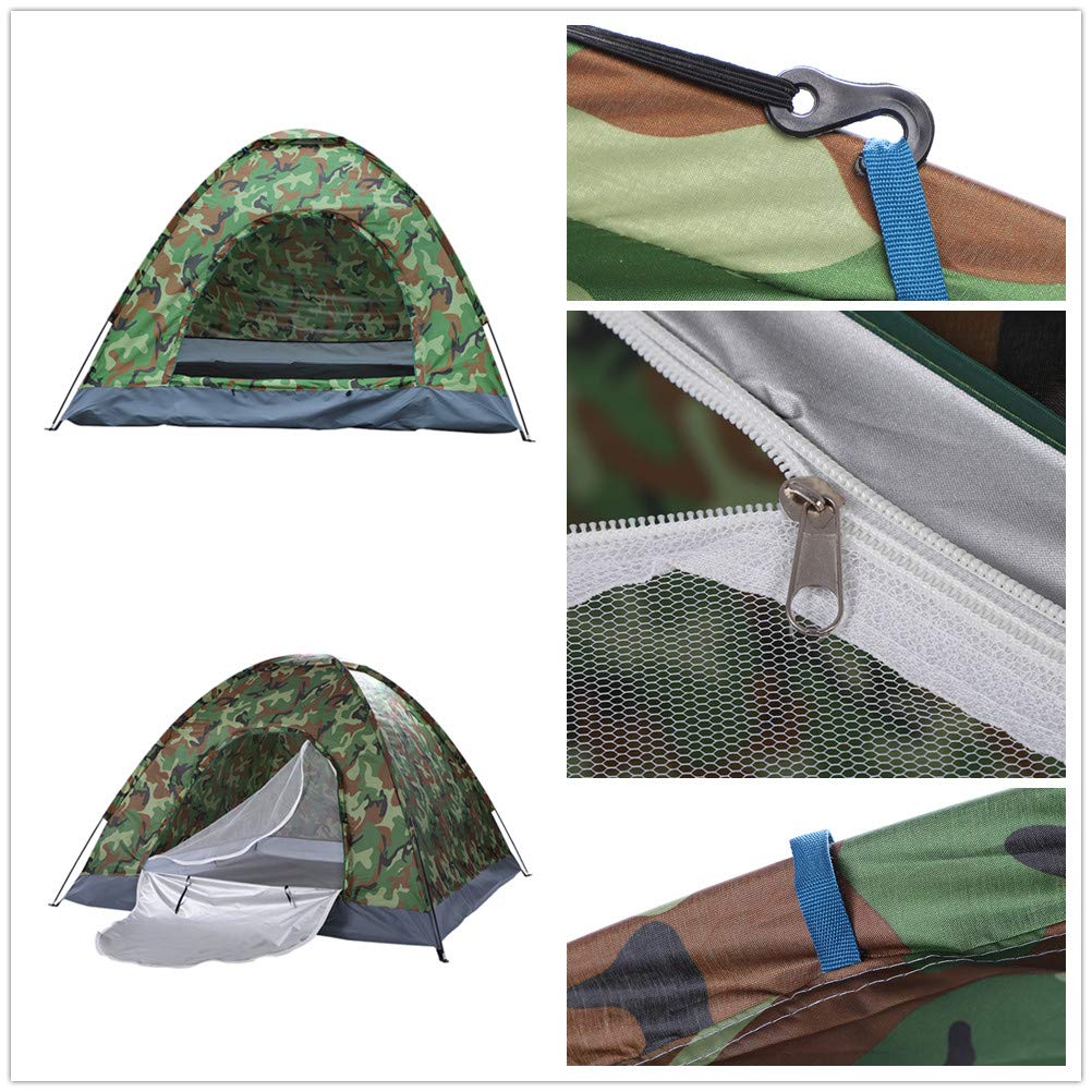 Hobbn Camouflage Camping Dome Tent For 3-4 Person, Waterproof Fabric Backpacking Tents Family Camping Tents For Hiking, Travel,