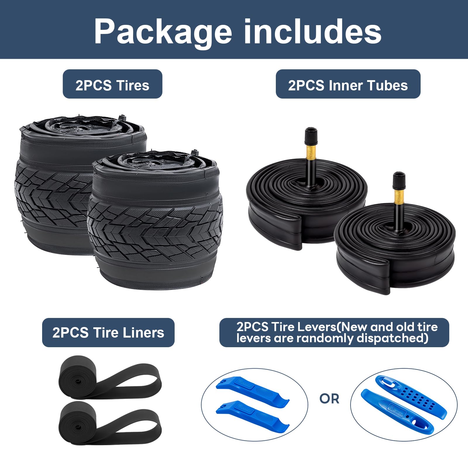 2-Pack 700C Road Bike Tires 700 X 35C (35-622) Plus 2 Pack 700C Bike Tubes 700X35/43C Av48Mm Schrader Valve With 2 Rim Strips Co