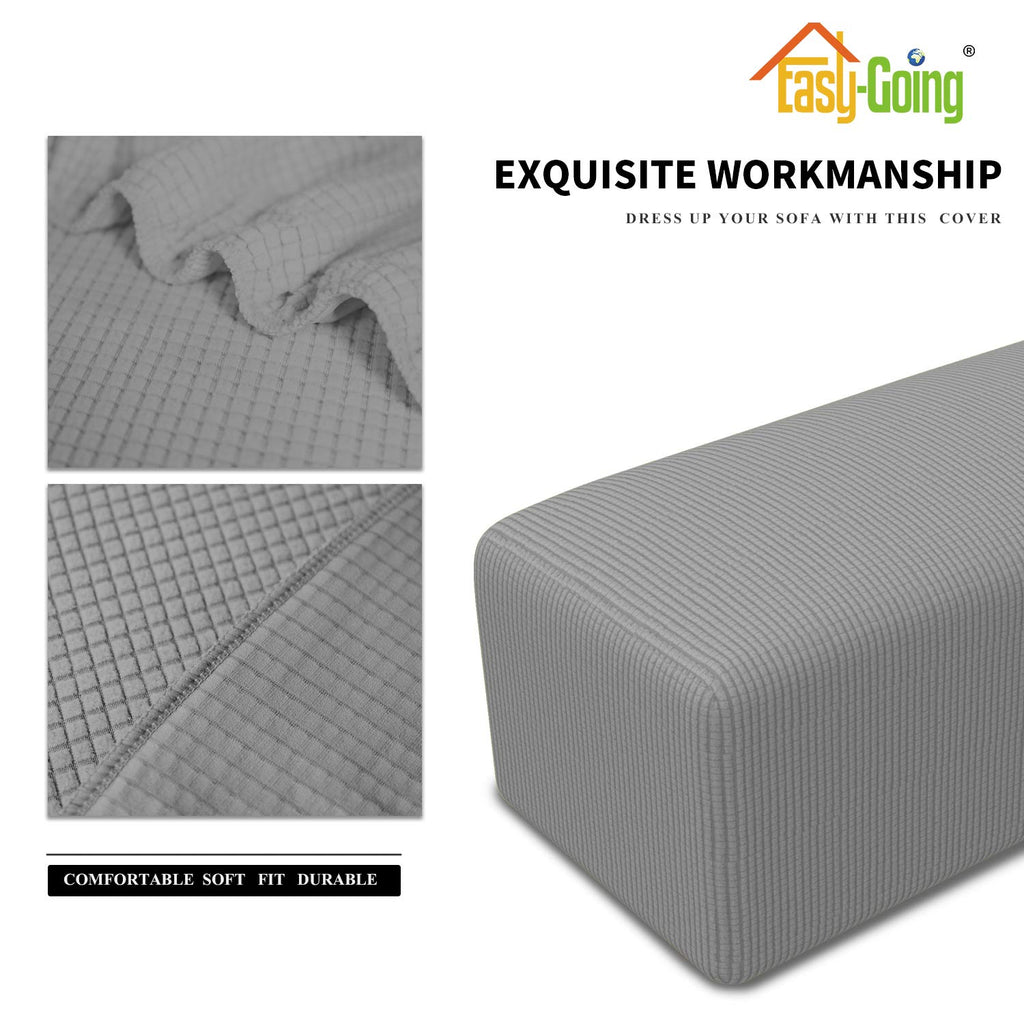 Easy-Going Stretch Ottoman Cover Folding Storage Stool Furniture Protector Soft Rectangle Slipcover Elastic Bottom( Ottoman Larg