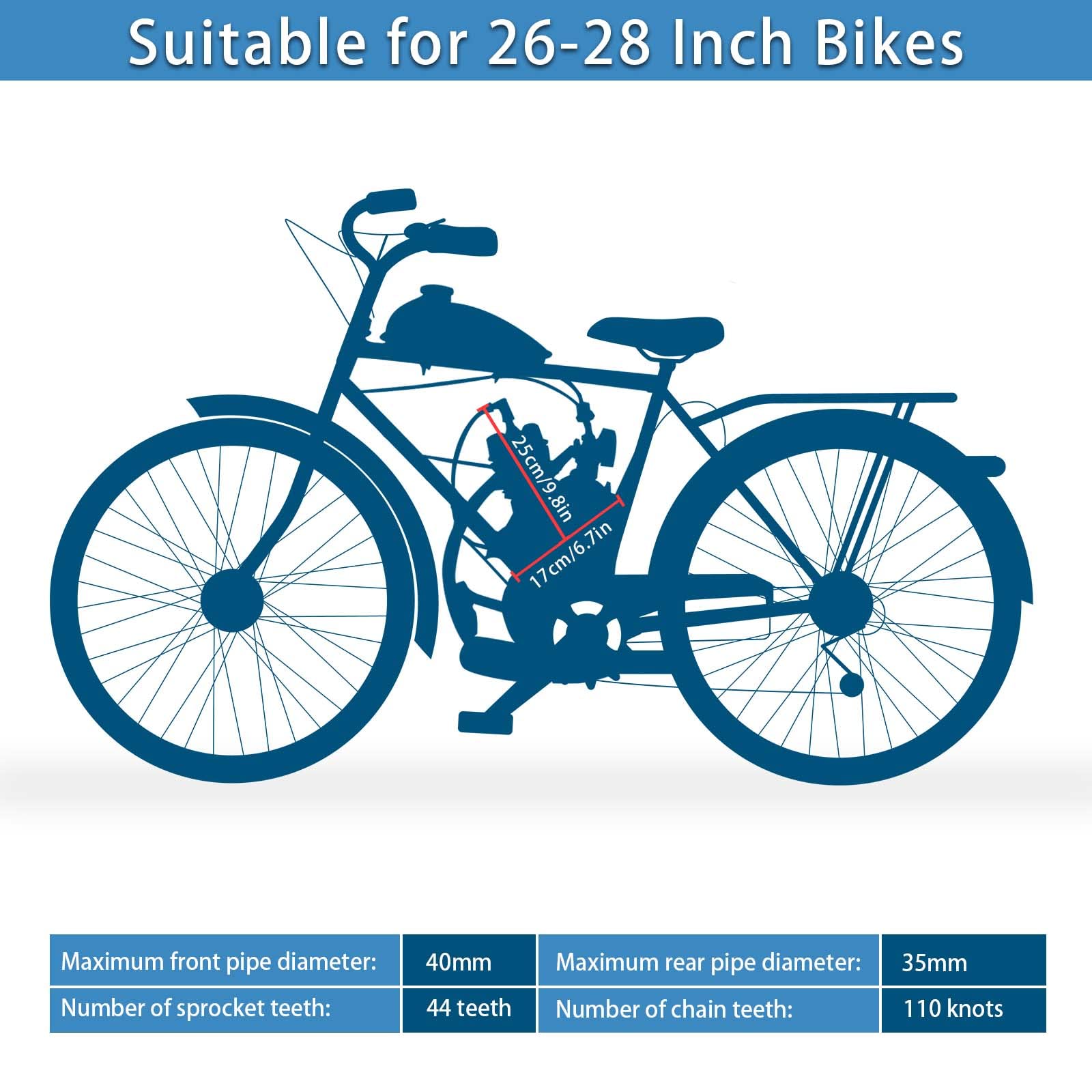 Imaycc 80Cc Bicycle Engine Kit, 2-Stroke Motorized Bicycle Kit Fit For 26-28'' Bikes, Bike Motor Kit With Wired Digital Computer