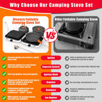 Hisencn Portable Camping Stove, 2 Burner Foldable Camp Stove, 20000 Btu Folding Gas Stove, Portable Propane Stove With Carry Bag