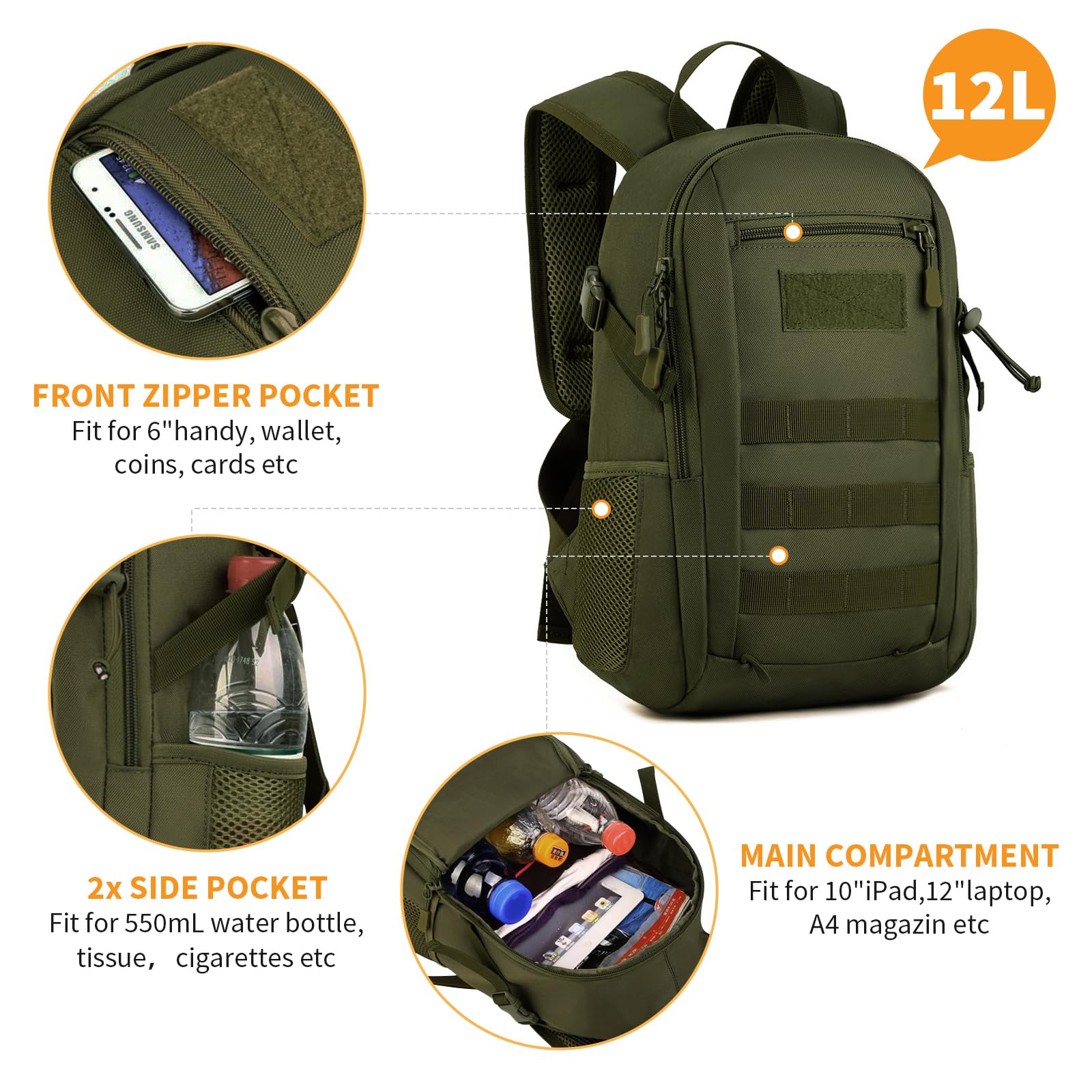 Huntvp 10L/20L/30L Tactical Backpack Military Molle Backpack Rucksack Gear Tactical Assault Pack For Hunting Camping Trekking (1