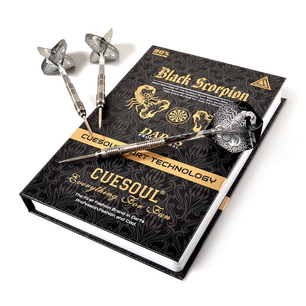 Cuesoul Black Scorpion 24G Tungsten Steel Tip Dart Set,Barrel With Titanium Coated Finished