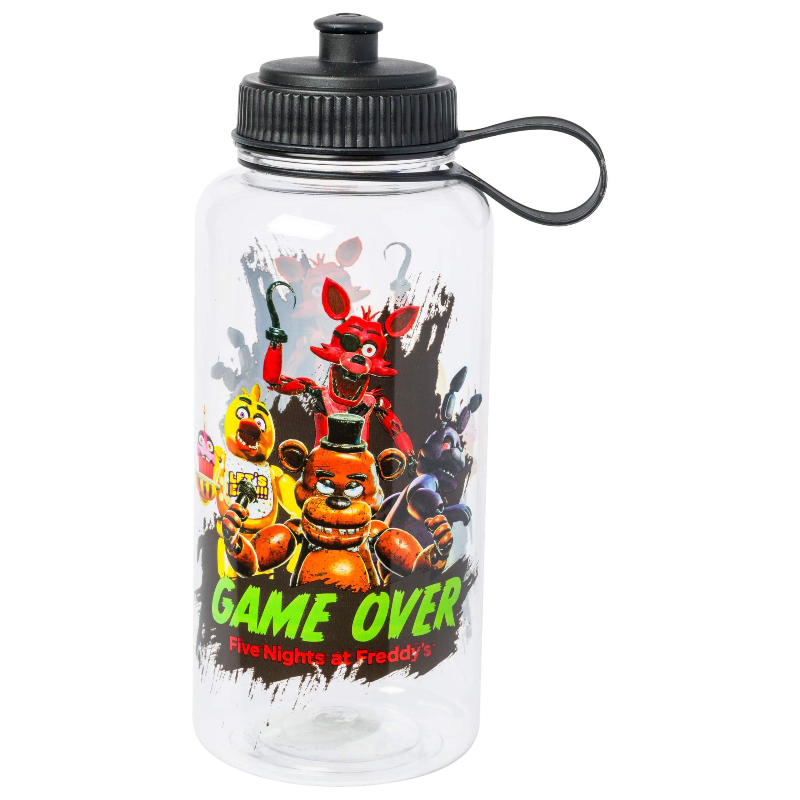Silver Buffalo Five Nights at Freddys Special Delivery Game Over Group 33.8oz Sports Water Bottle