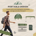 Outsunny Camping Tent Cot, Single Person Folding Cot Combo, Off-Ground Tent, Covered Outdoor Bed With Carry Bag For Hiking, Camp
