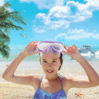 Kids Snorkel Swim Mask, Child Diving Mask Anti-Fog Swim Goggles With Nose Cover For Snorkeling Diving Swimming (Purple)