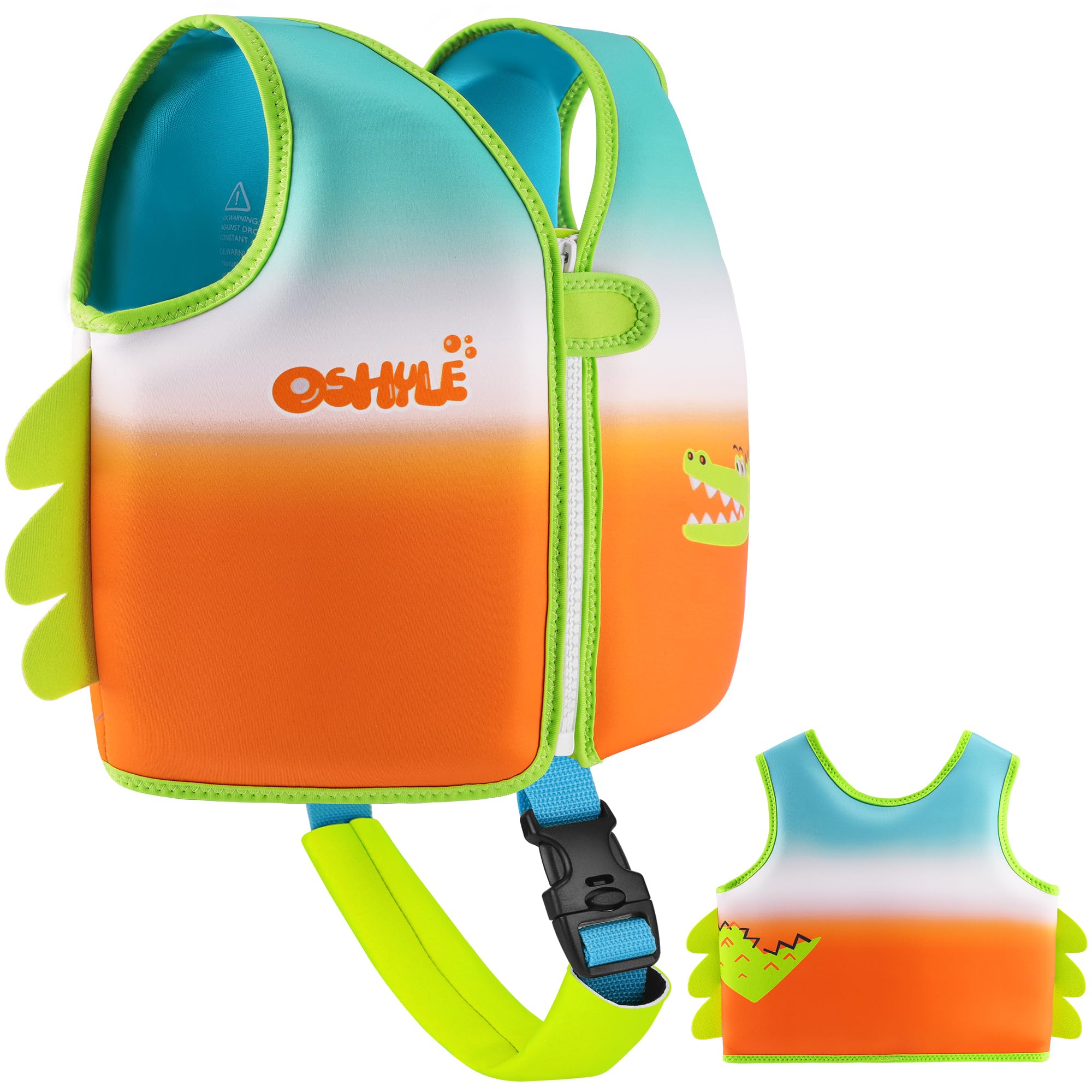 Oshyle Children'S Girls Boys Swimming Vest For Toddlers With Adjustable Safety Straps Age 1-9 (Crocodile, M(3-6))