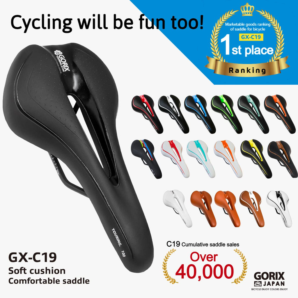 Gorix Bike Saddle Seat Comfortable Cushion With Rail Mountain Road Bicycle For Men And Women (Gx-C19) (Black   Orange)