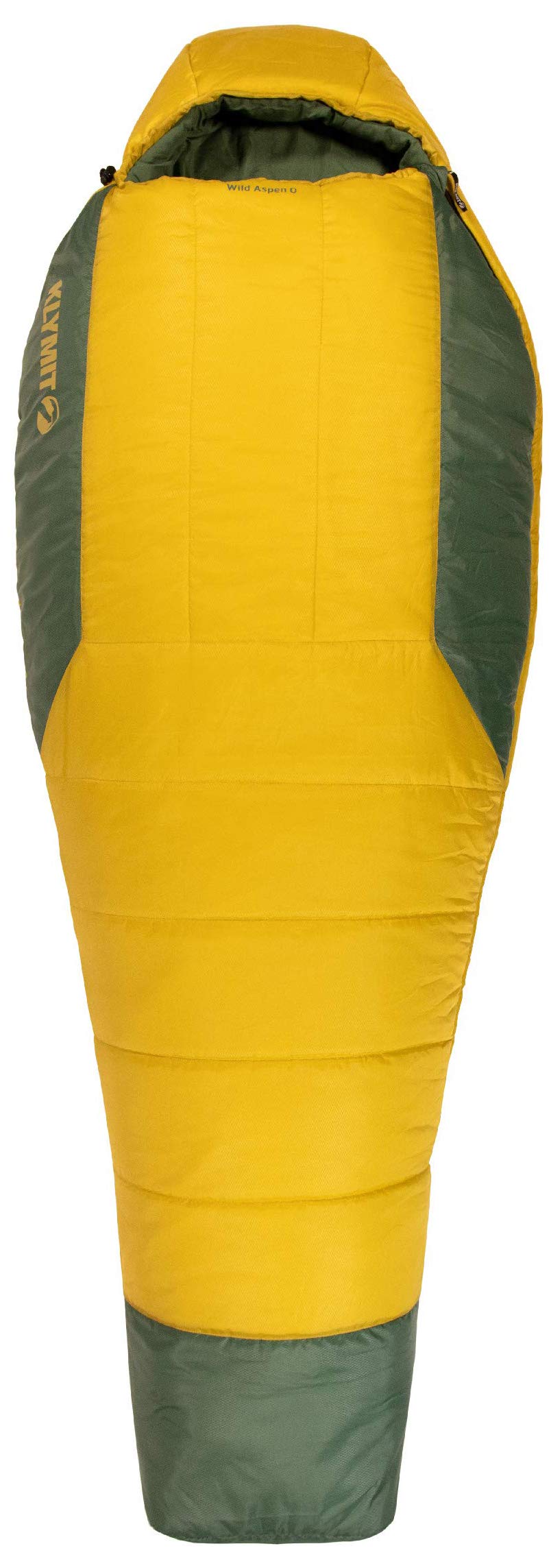 Klymit Wild Aspen Lightweight Mummy Sleeping Bag, 0F Cold Weather Sleeping Bag For Camping, Hiking, And Backpacking, Yellow, Ext