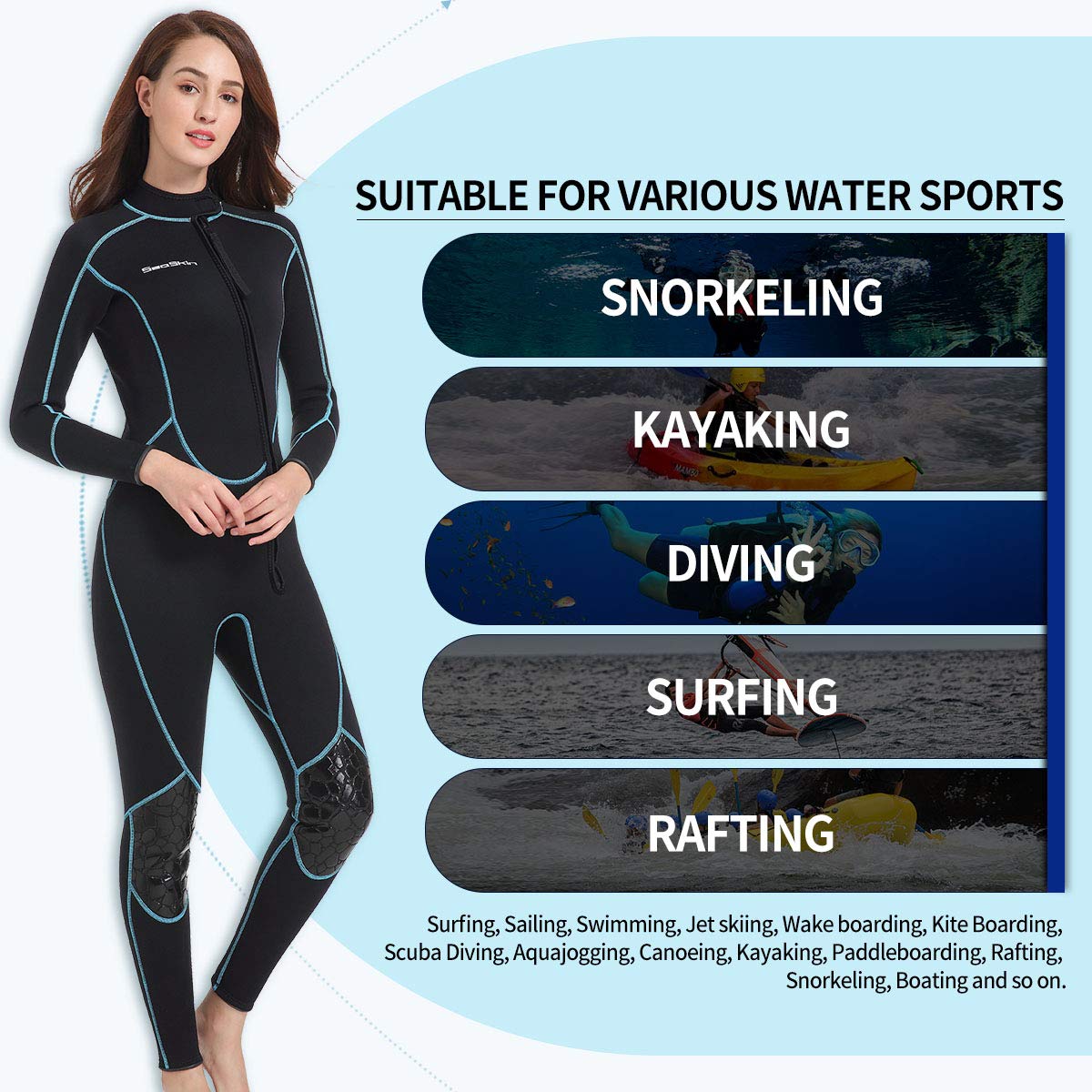 Mens 3Mm Shorty Wetsuit Womens, Neoprene Full Body Diving Suit Front Zip Diving Wetsuit Snorkeling Surfing (Womens Fullsuit, S)