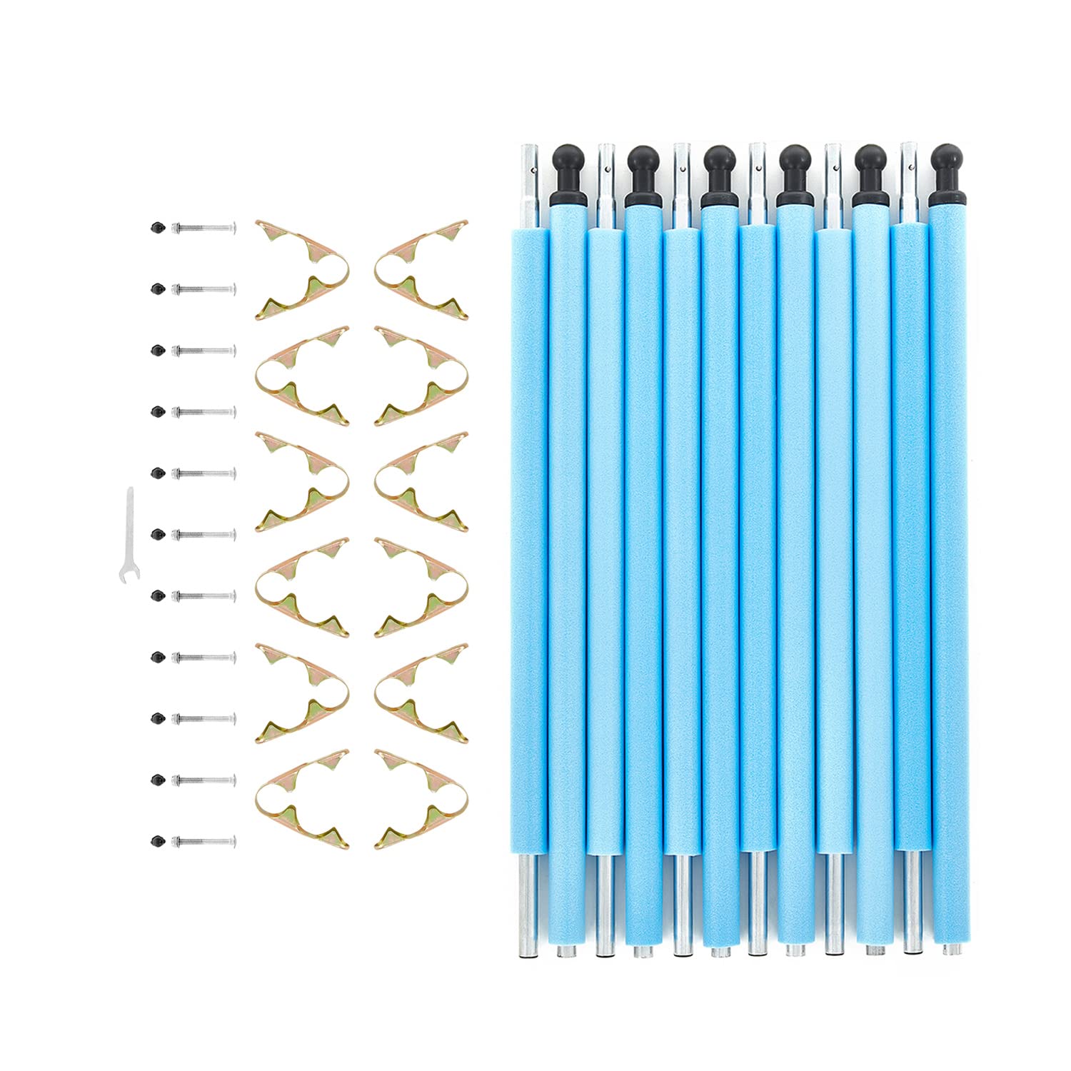 Skybound Universal Replacement Enclosure Poles And Hardware - Complete Set Of 6 Poles - Net Not Included - Blue