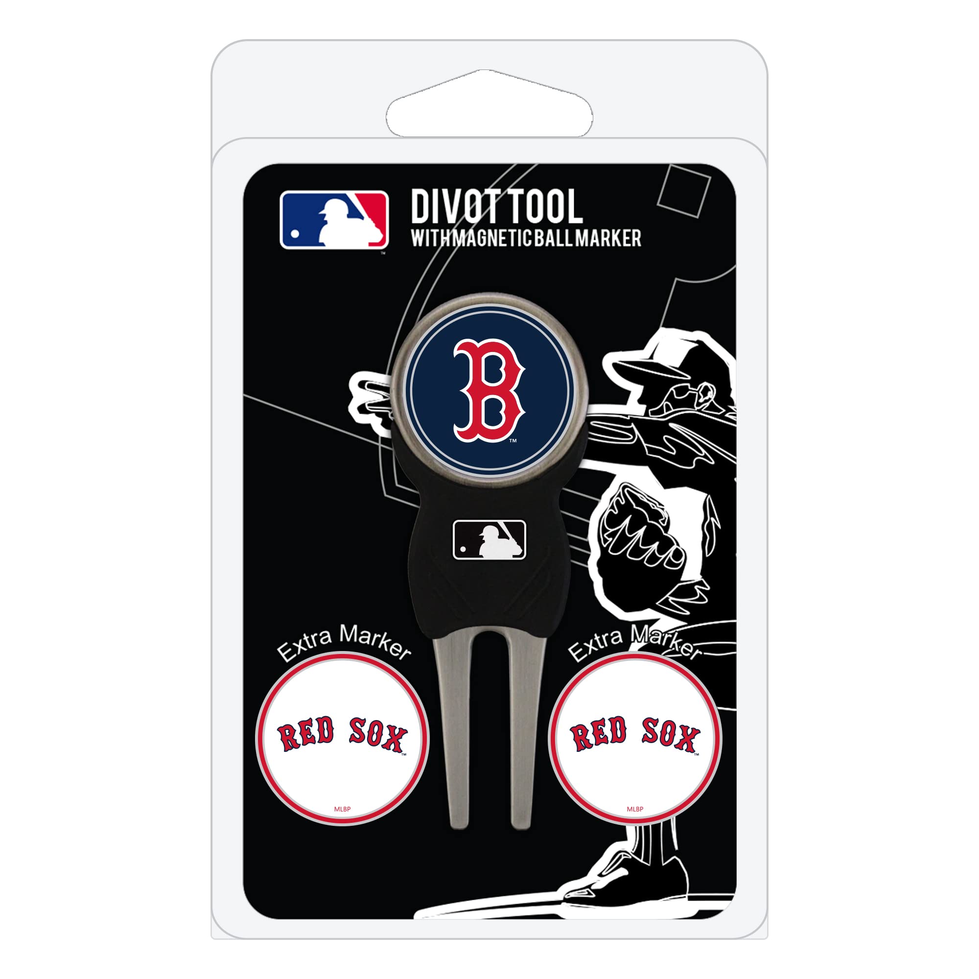 Team Golf Mlb Boston Red Sox Divot Tool Pack With 3 Golf Ball Markers Divot Tool With 3 Golf Ball Markers Pack, Markers Are Remo