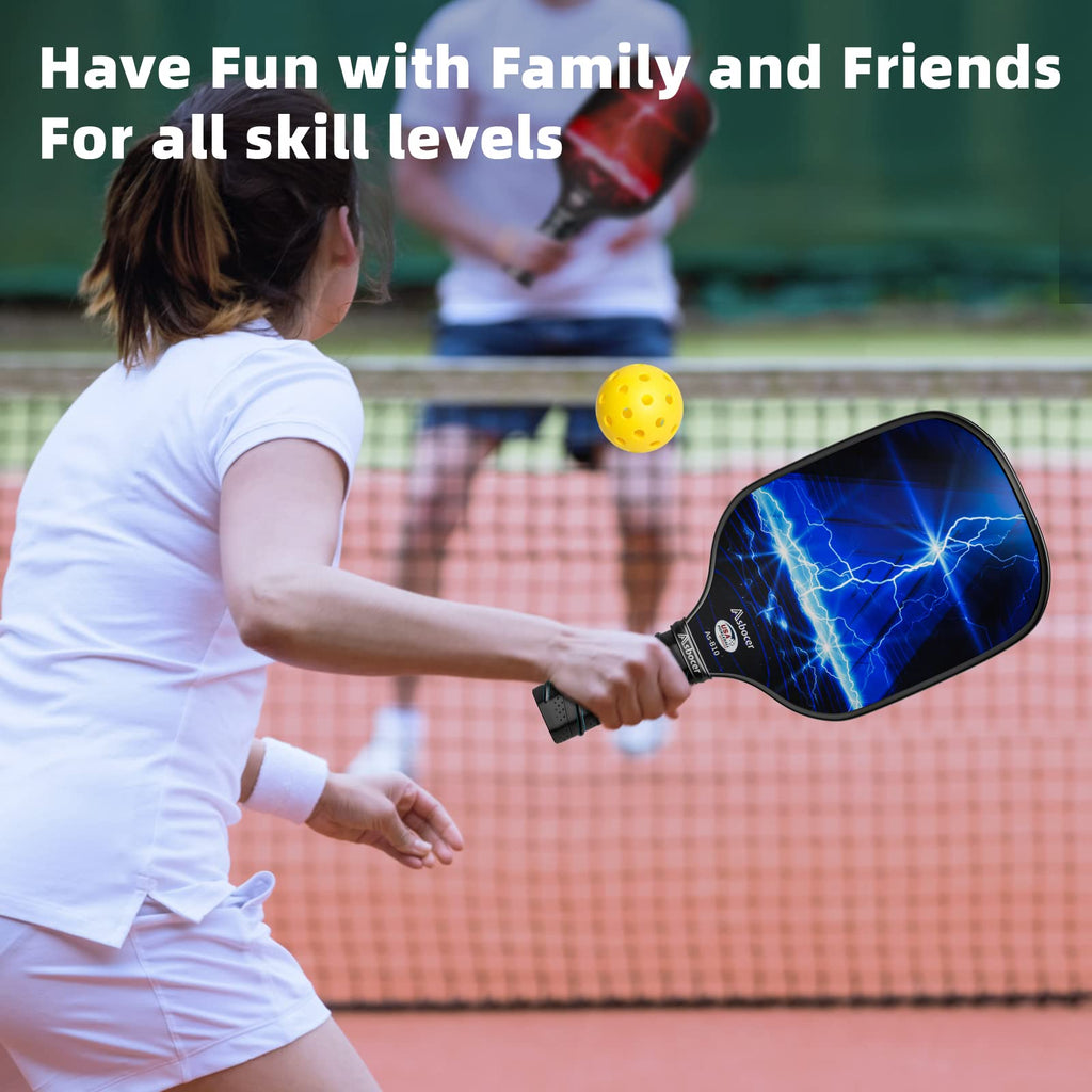 Asbocer Pickleball Paddles, Usapa Approved Pickleball Paddles Set Of 2, Fiberglass Surface Pickleball Set, 4 Pickleball Balls, 2