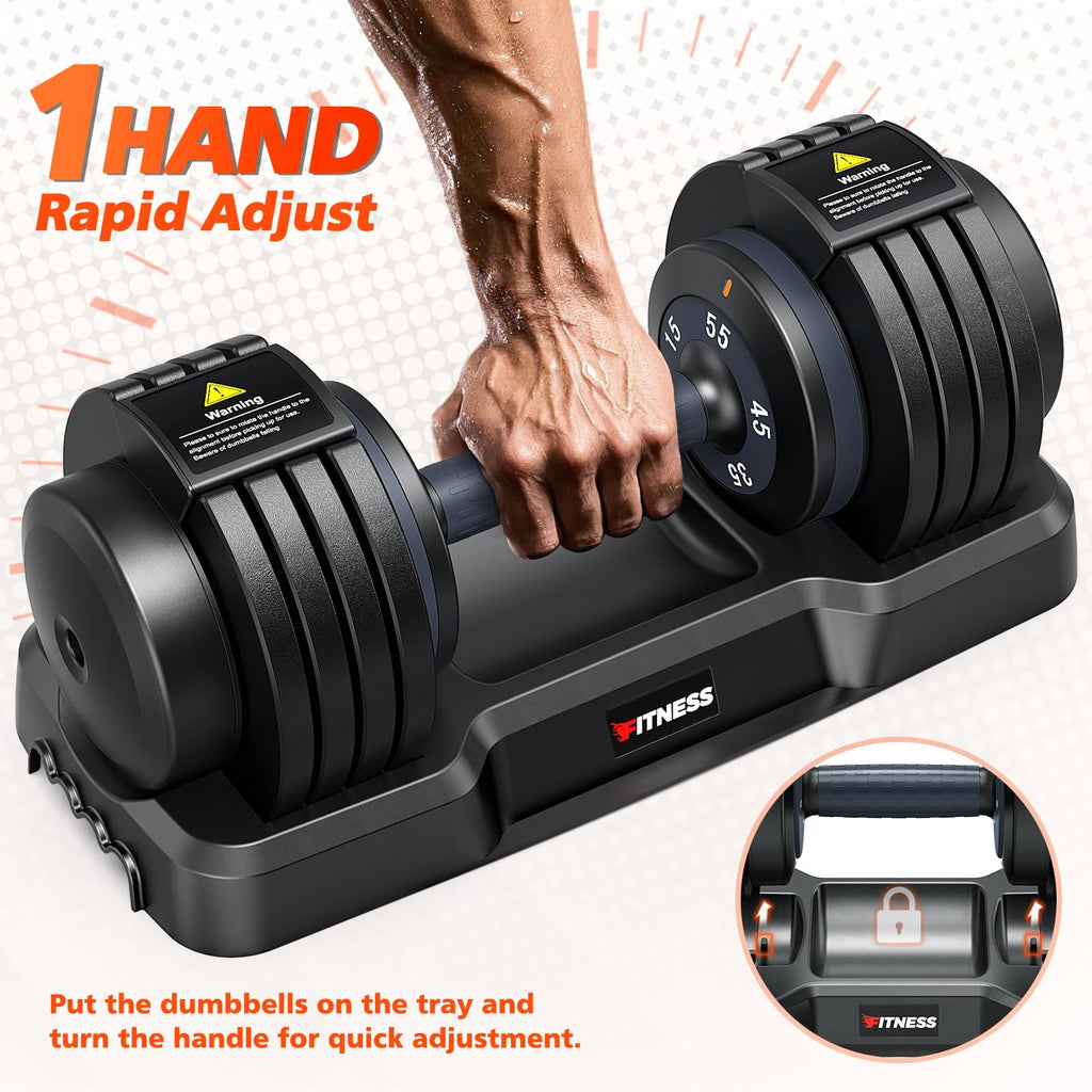 Rendpas Adjustable Dumbbells Set of 2, Select Weight Dumbbell Set, 5 in 1 Free Dumbbell Set with Anti-Slip Texture Handle, Weigh