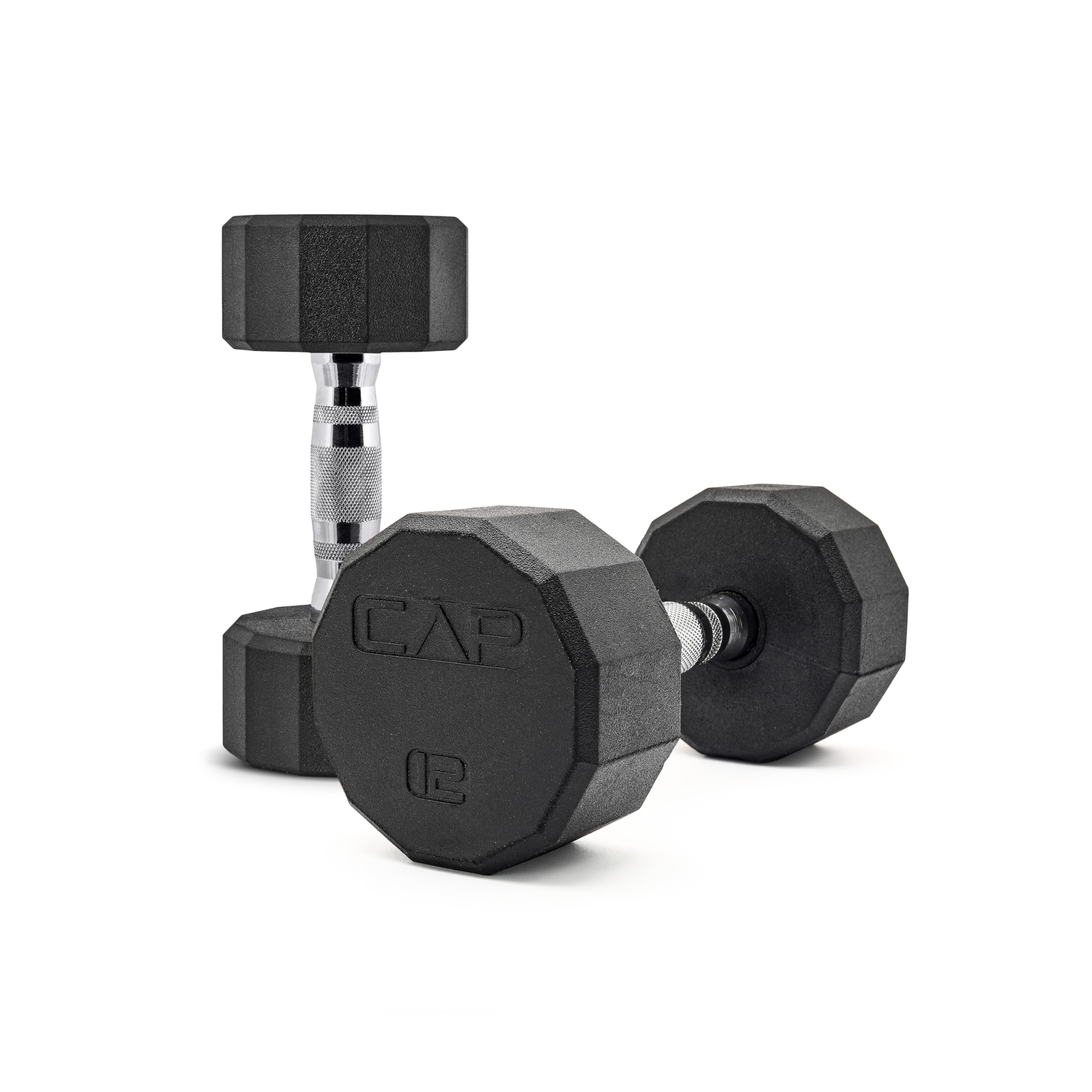 CAP Barbell 12-Sided Coated Dumbbell with Chrome Handle, Pair, 12 LB