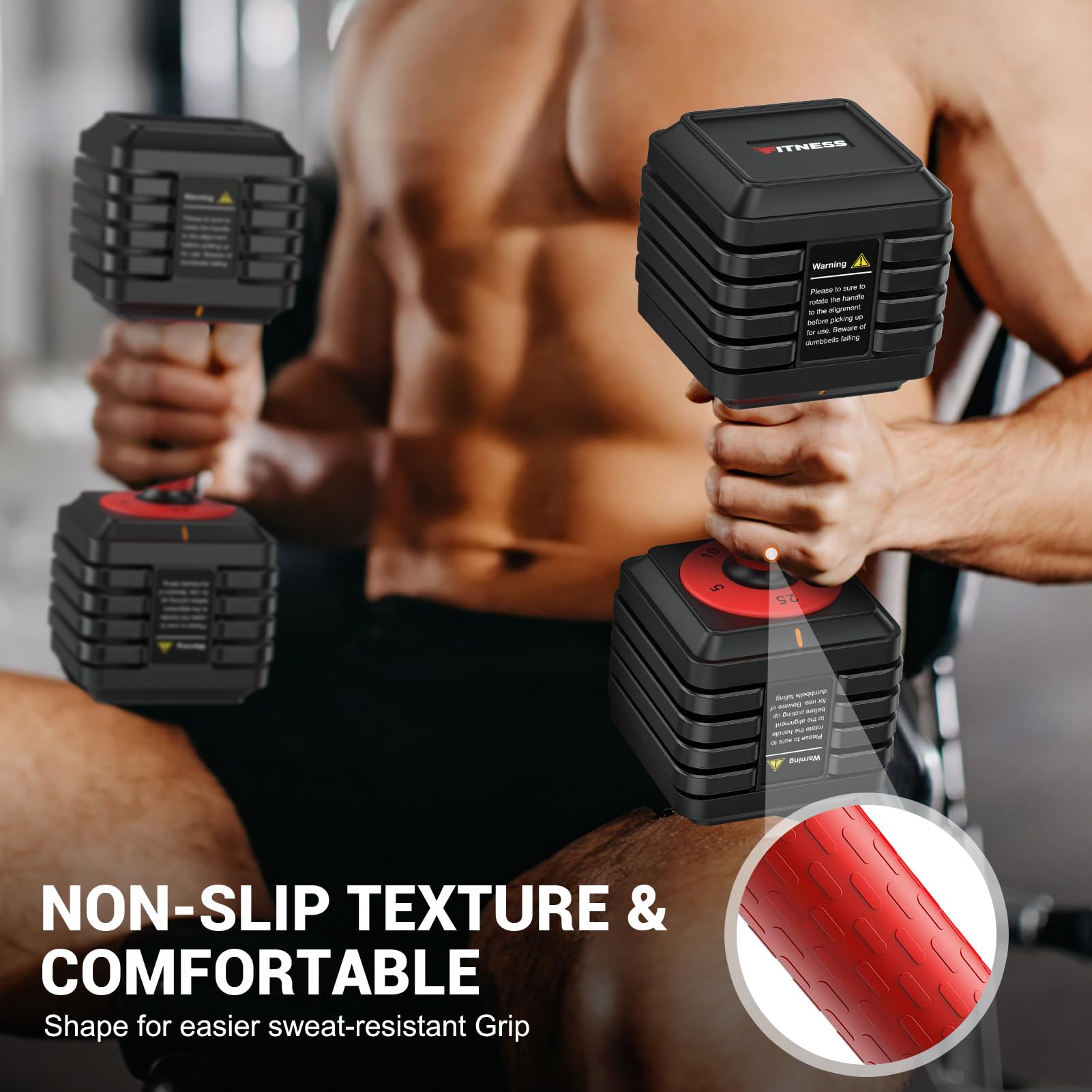 Rendpas Adjustable Dumbbells Set of 2, Square Weight Dumbbell Set, 5 in 1 Free Dumbbell Set with Anti-Slip Texture Handle, Weigh