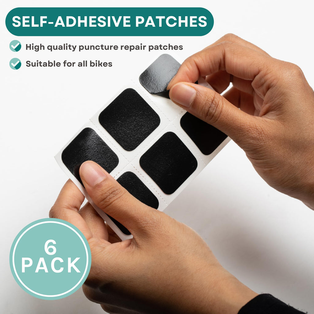 Velochampion Bike Tire Repair Kit - Pre-Glued Adhhesive Repair Patches - No Glue Needed - Quick Inner Tube Repair Kit For Mounta