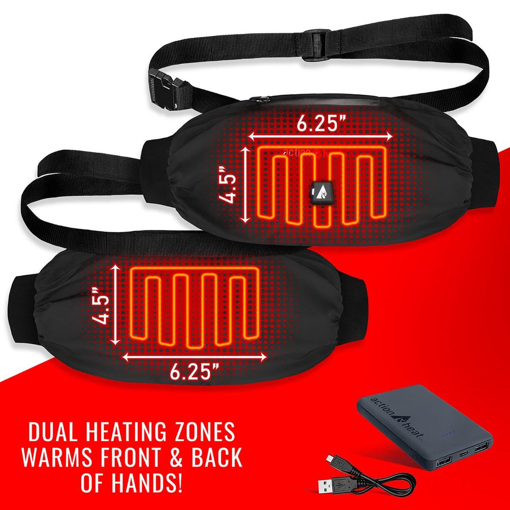 Actionheat 5V Battery Heated Hand Warmer Muff - Built-In Heating Panel, Adjustable Strap, 3 Heat Settings