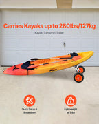 Vevor Kayak Cart, 280Lbs Load Capacity With 10 Inch Solid Tires, Heavy Duty Detachable Canoe Trolley Cart With Adjustable Width