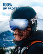 Zionor X Ski Snowboard Snow Goggles Otg Design For Men & Women With Spherical Detachable Lens Uv Protection Anti-Fog