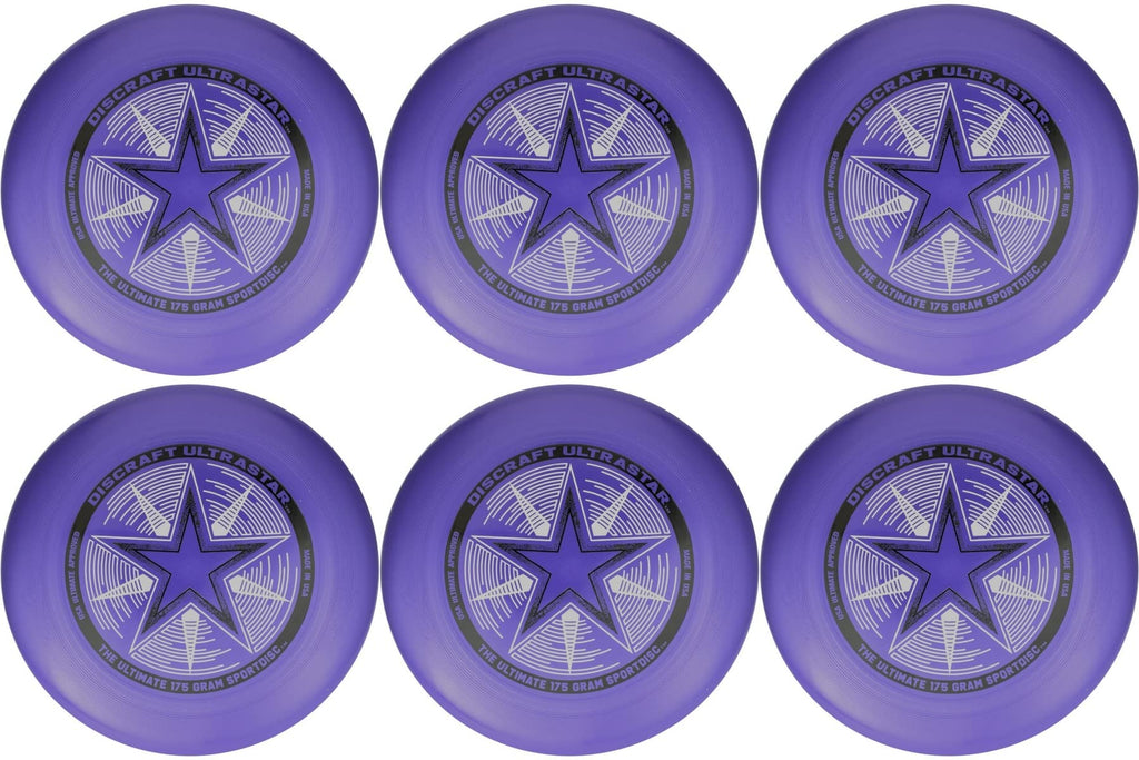 Discraft Ultra-Star 175G Ultimate Frisbee Sport Disc (6 Pack) Choose Color (Purple)