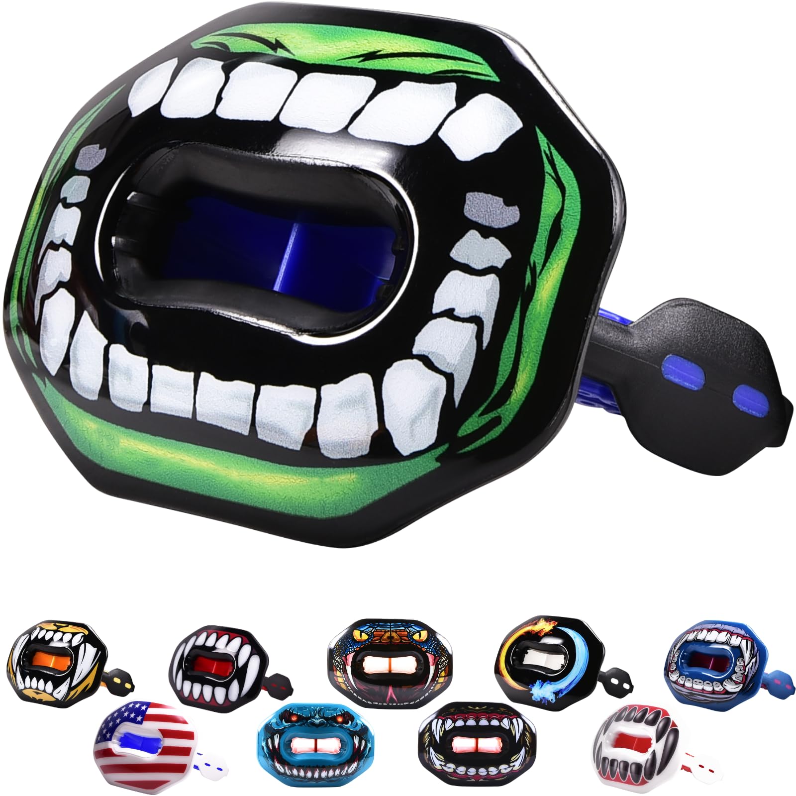 Oral Mart Football Mouth Guard (Green Monster) - Lip Guard Mouthpiece - Football Mouthguard Pacifier Protector