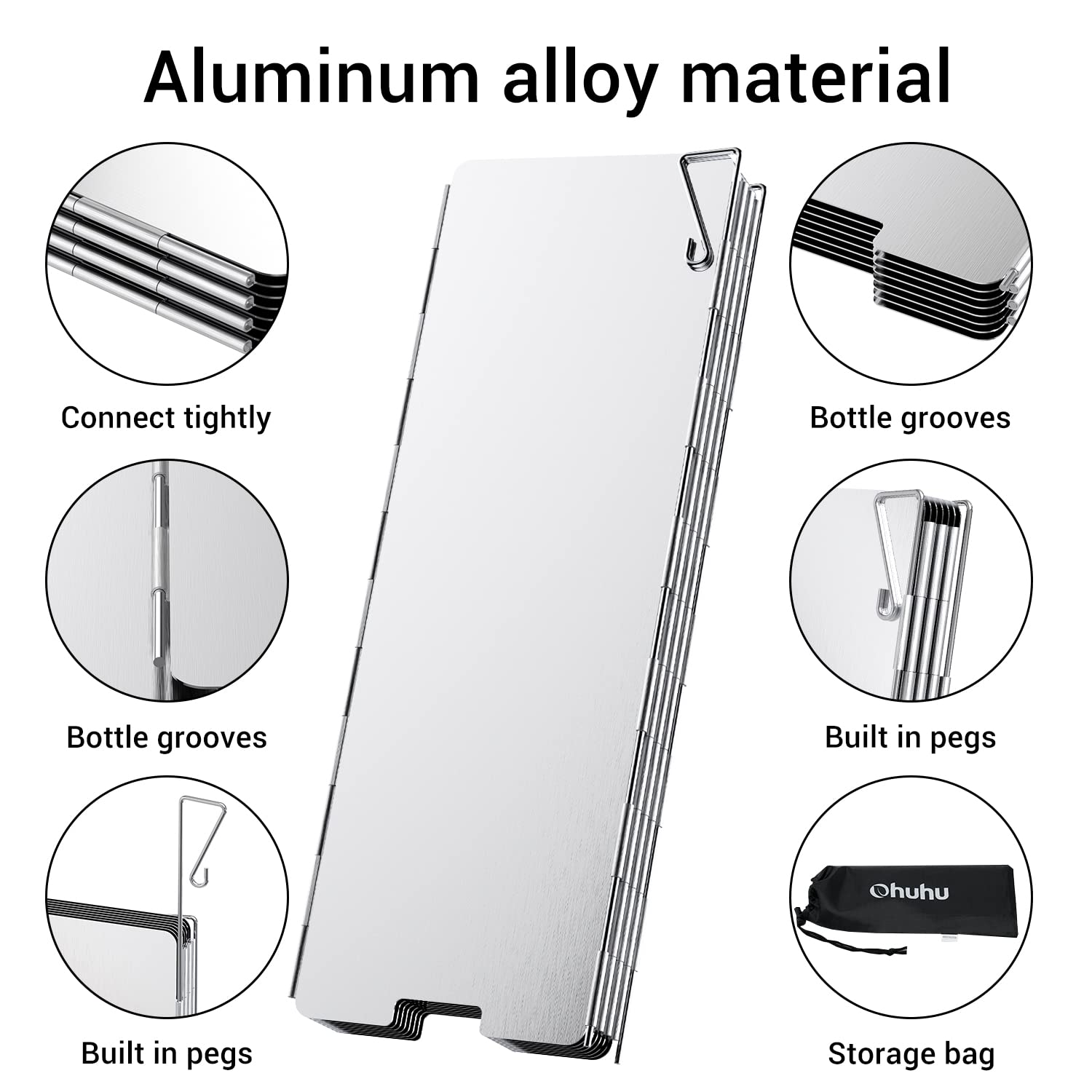 Stove Windscreen, Ohuhu Camp Stove Windscreen 10 Plates Aluminum Folding Portable Camping Stove Windshield Burner Stove With Car
