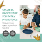 Teivio 32-Piece With Flatware Kitchen Plastic Wheat Straw Dinnerware Set, Service For 8, Dinner Plates, Dessert Plate, Cereal Bo