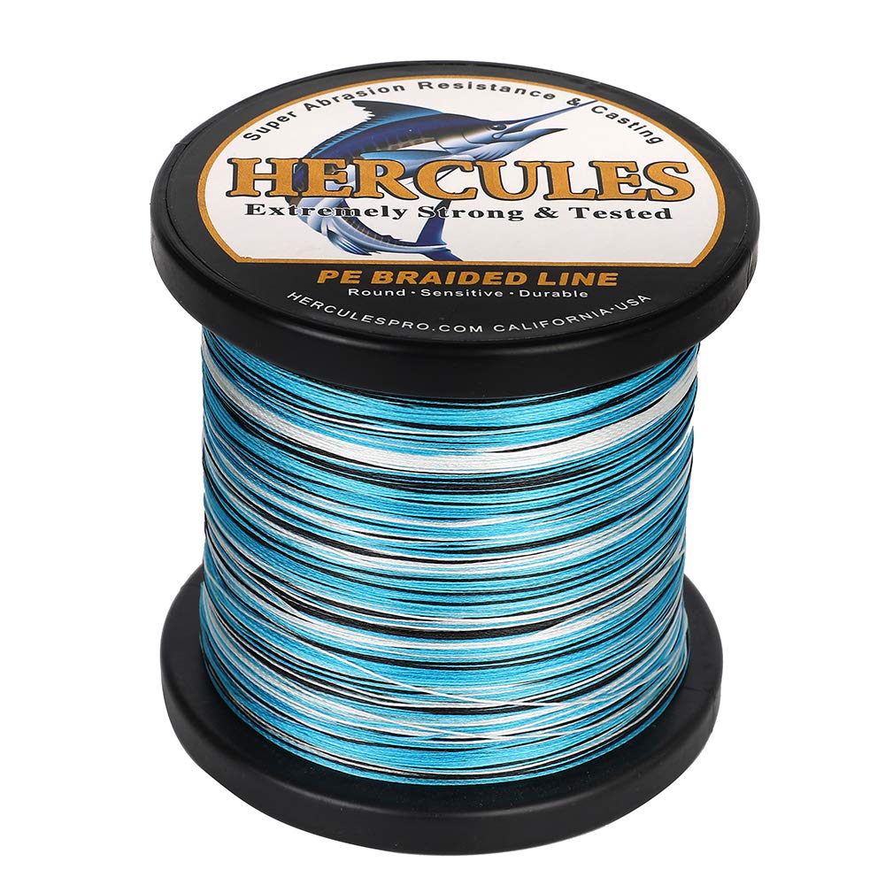 Hercules Braided Fishing Line 2000M 2187Yds 10Lbs-200Lbs Pe Superline 8 Strands (Blue Camo 15Lb/6.8Kg 0.16Mm)