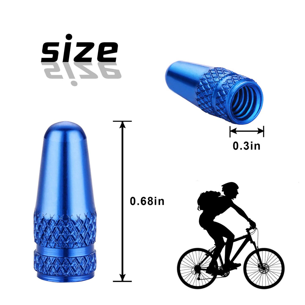 Bike Presta Valve Caps Blue Aluminum Anodized, Fully Thread Air Dust Valve Stem Covers For Bike, Used On Presta/French Valves Ti