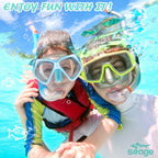 Seago Kids Swim Goggles With Nose Cover Snorkel Mask Scuba Diving Swim Mask Anti-Fog Tempered Glass, Panoramic Clear View Silico