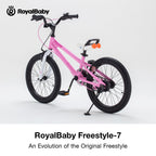 RoyalBaby Freestyle 7 Kids Bike 18 Inch Wheel Bicycle Beginners Girls Ages 5-8 Years, Kickstand and Water Bottle Included, Pink