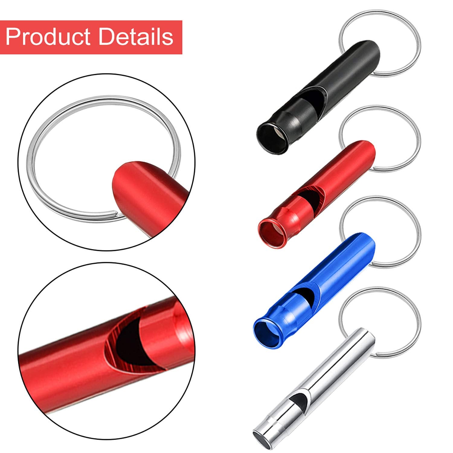 49 Pieces Emergency Whistle With Keychain, Aluminum Keychain Whistle Emergency Survival Whistle Key Chain For Outdoor Camping Hi