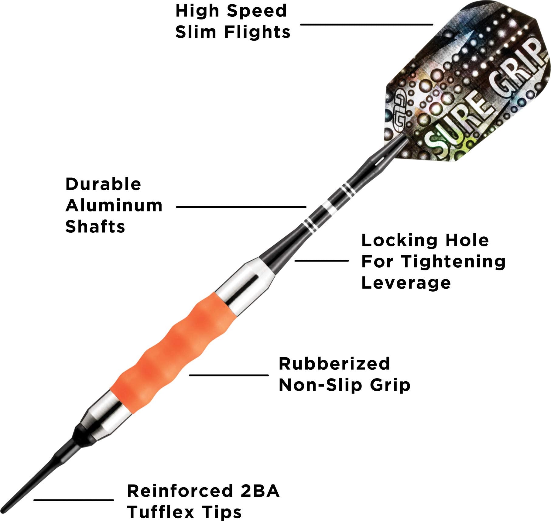 Viper Sure Grip Soft Tip Darts, Orange, 16 Grams