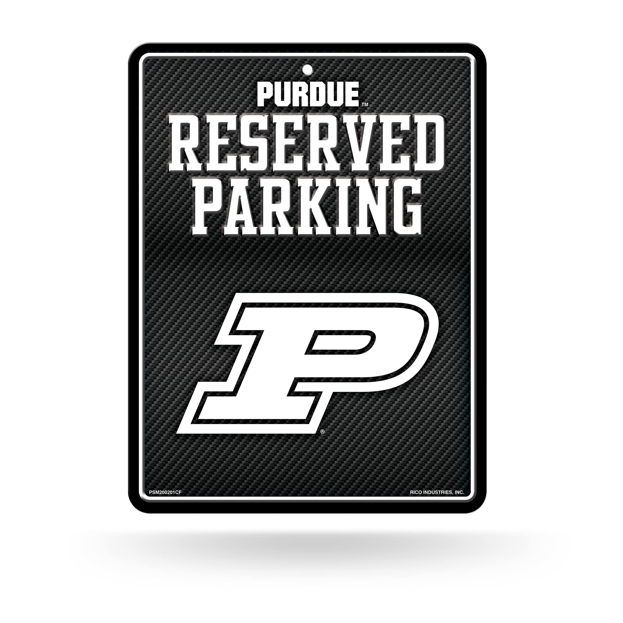 Rico Industries NCAA Purdue Boilermakers Metal Parking Sign 8.5 x 11 Carbon Fiber Metal Parking Sign - Great for Man Cave, Bed R