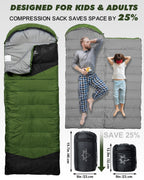 Etglcozy Sleeping Bag For Adults Cold Weather & Warm, Lightweight Backpacking Camping Hiking Essentials Gear For Kids 10-12 Girl